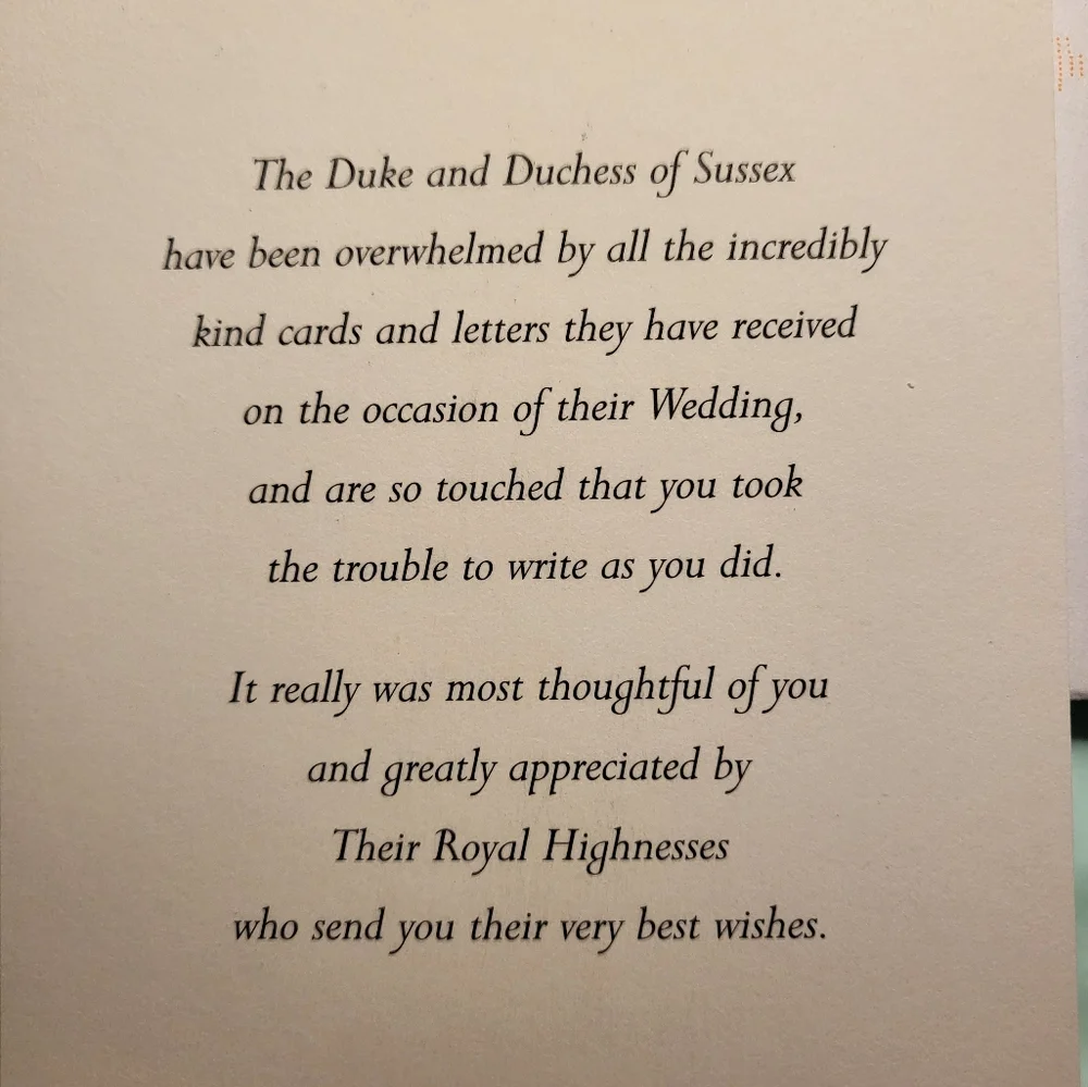 Prince Harry - Meghan Markle SUSSEX wedding card - Picture 3 of 5